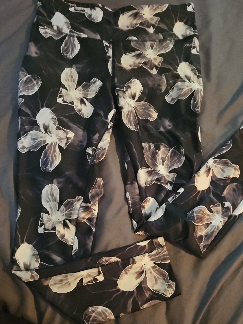 Jockey Black Leggings with White Floral Print